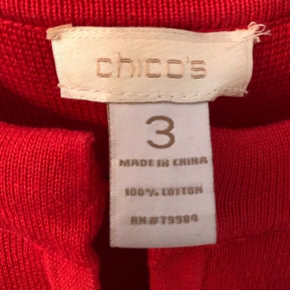 CHICO'S SIZE 3 XL 16 CORAL COTTON SWEATER JACKET HOOK AND EYE CLOSURE - Picture 6 of 9